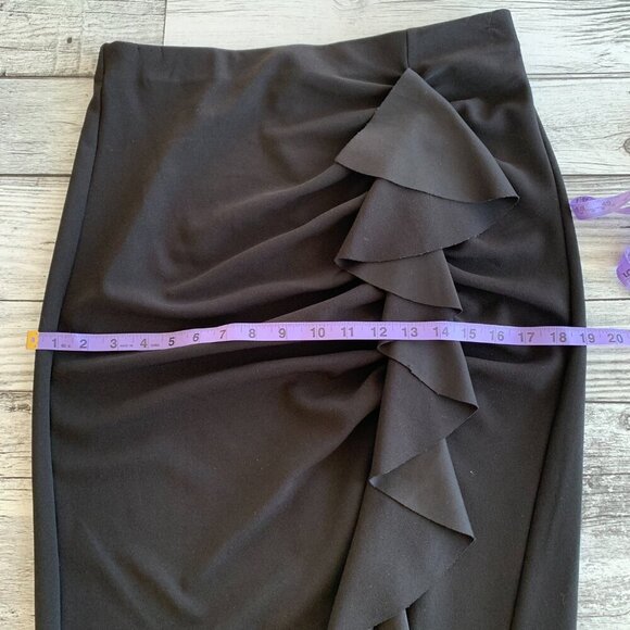 Vince Camuto Black Jersey Knit Ruffle Midi Pencil Skirt - Picture 10 of 11
